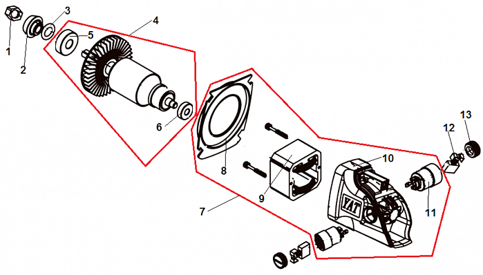2 ЯКОРЬ - СТАТОР - ЩЕТКИ ЭЛЕКТРОПИЛА CHAMPION 420N-16